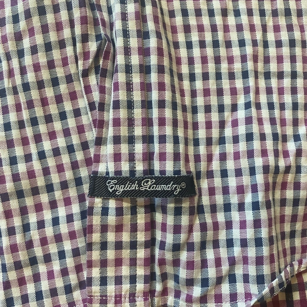 men's long-sleeve, button-down dress shirt with a gingham pattern - Picture 4 of 13